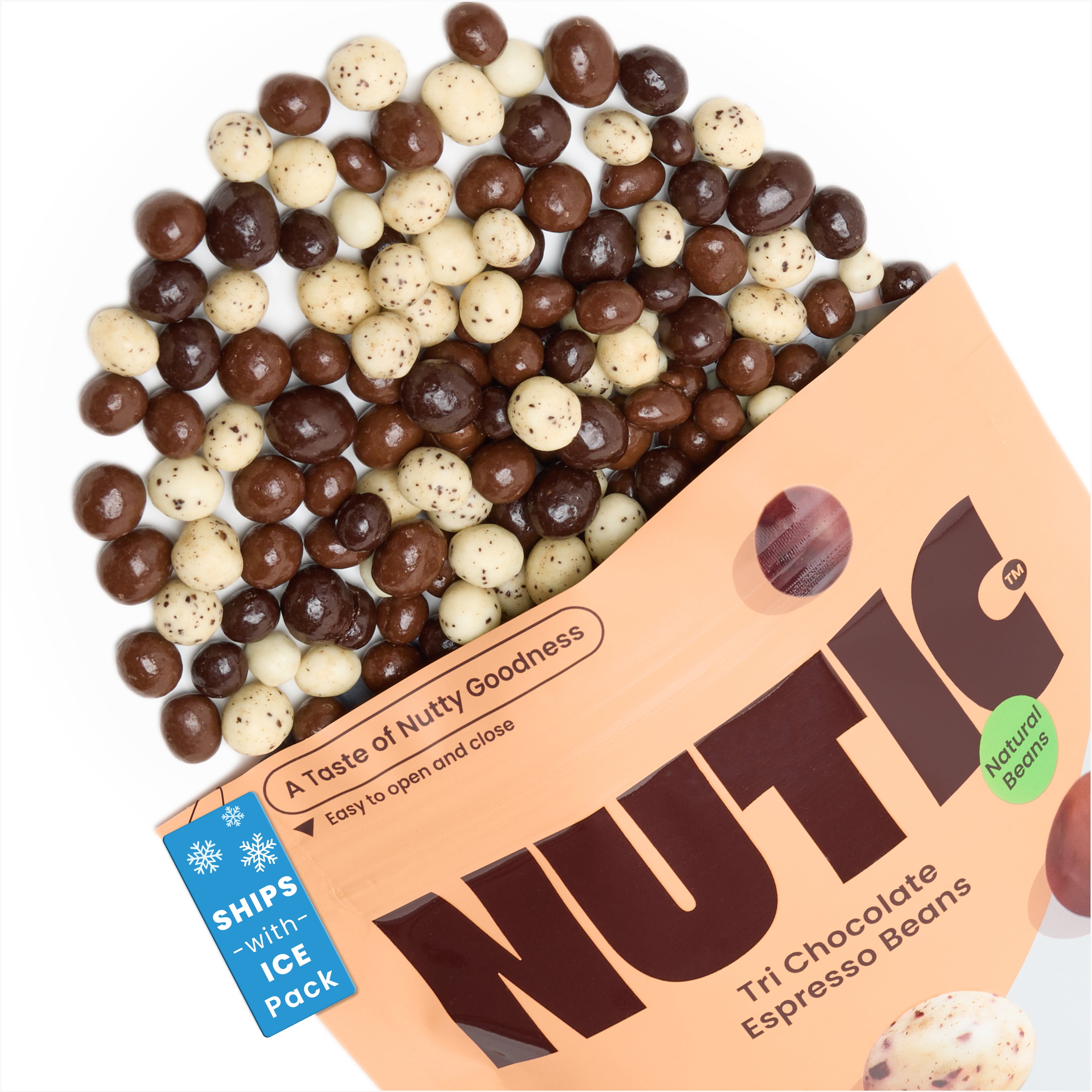 Nutic Chocolate Covered Espresso Beans - 2LB, Assortment of White, Milk & Dark Chocolate Coffee Beans - Bulk Espresso Candy for Rich Coffee Indulgence - (Pack of 1) Package May Vary