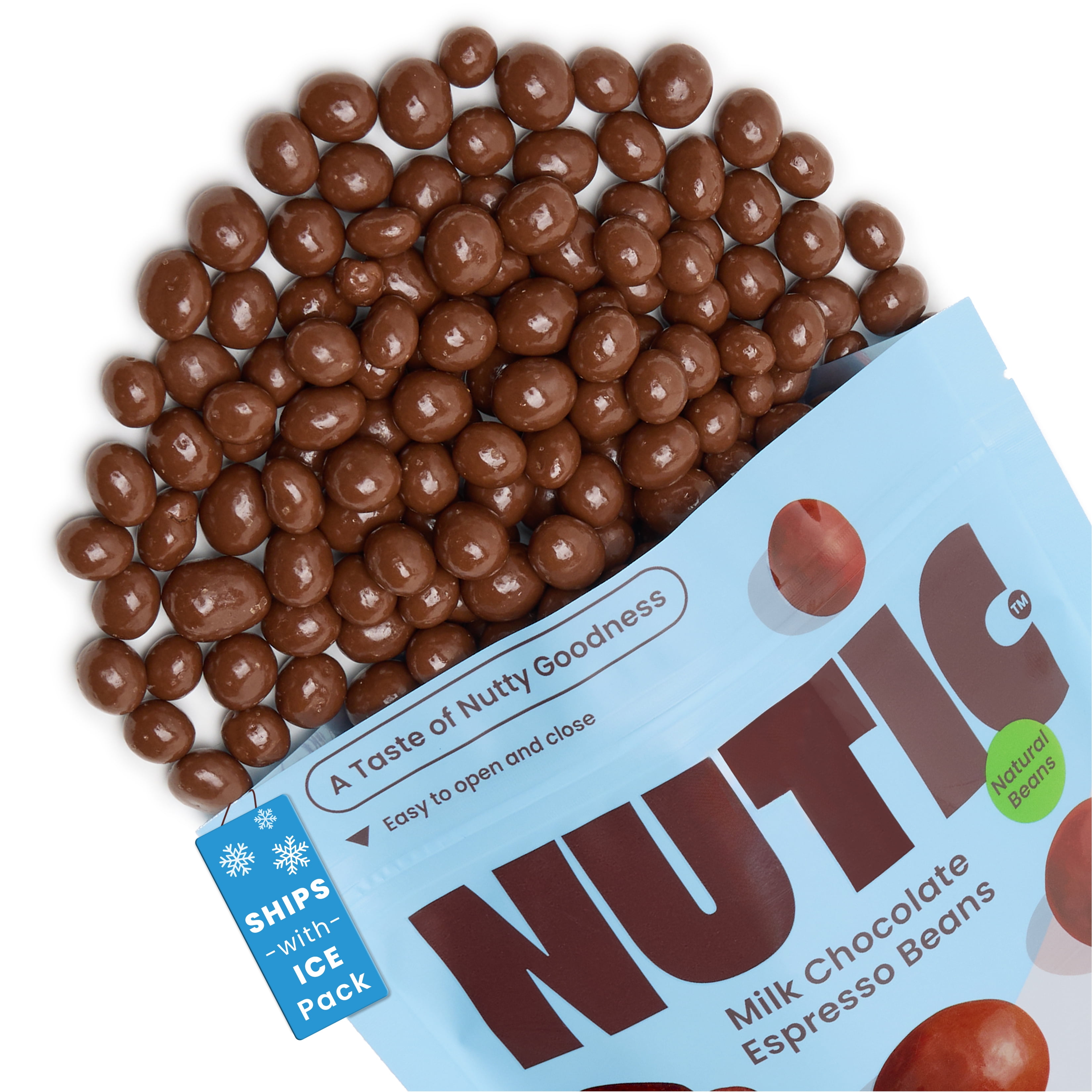 Nutic Gourmet Milk Chocolate Espresso Beans - 2LB, Roasted Coffee Beans Covered in Milk Chocolate - Bulk Chocolate Espresso Candy - Ideal for Snacking and Gifting - (Pack of 1)