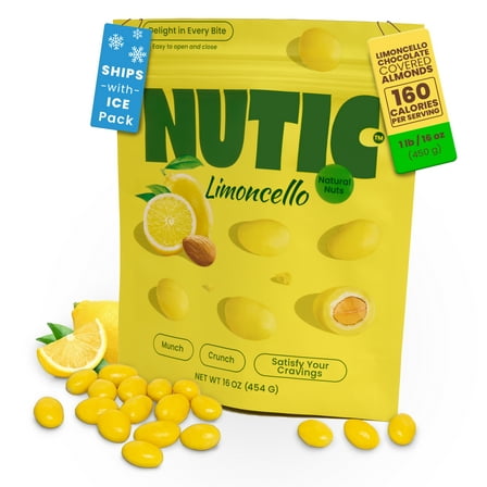 Nutic TMH1&nbsp;Lemoncello Chocolate Covered Almonds - 1 Lb. Roasted Almond in White Chocolate & Lemon Creme Candy. Citrus Bliss Flavors for Perfect Snacks & Gifts, Made in USA - (Pack of 1)