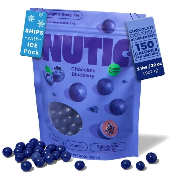 Nutic Milk Chocolate Covered Blueberries - 2Lb, Premium Chocolate Candy, Delight, Perfect for Holiday Gifts & Food Baskets, Made in USA - (Pack of 1)