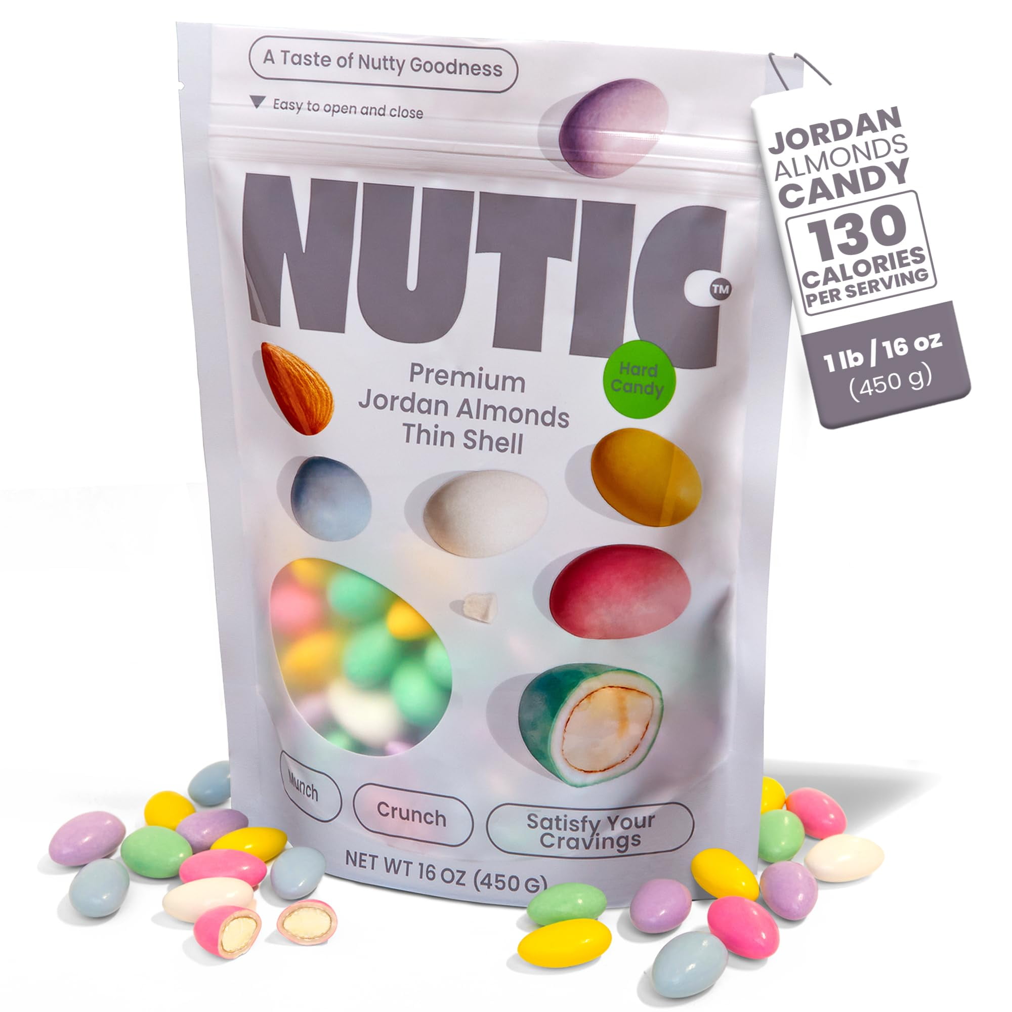 Nutic Premium Jordan Almonds CM31 Candy 1LB, Wedding & Easter Italian Confetti Treat, Skinny