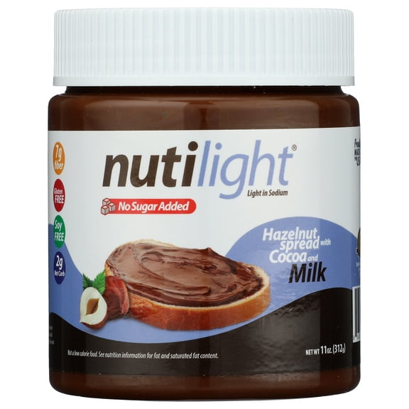 Nutilight Keto Sugar-Free Hazelnut Spread with Cocoa and Milk, 11 oz