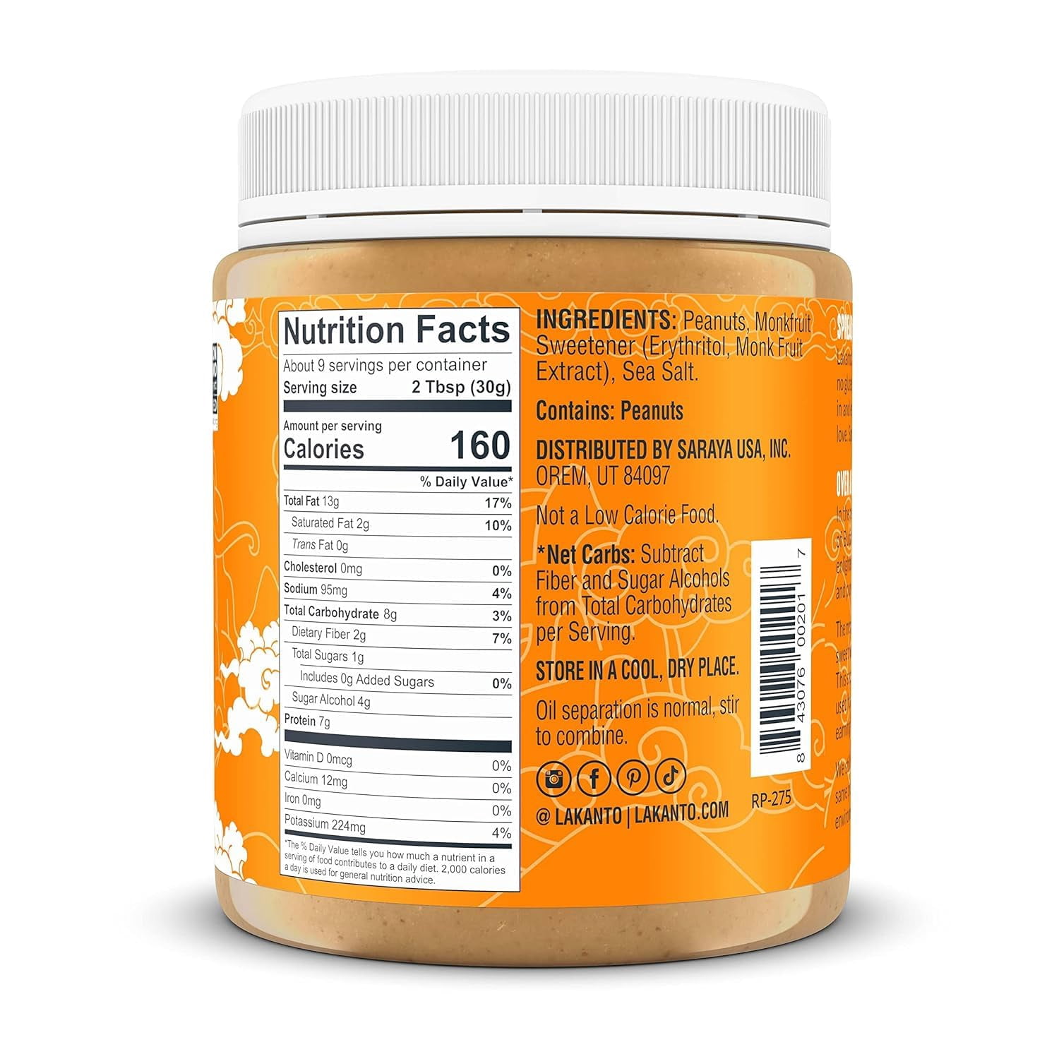 Nutilight Sugar Hazelnut Spread with Cocoa, Lakanto Butter Spread