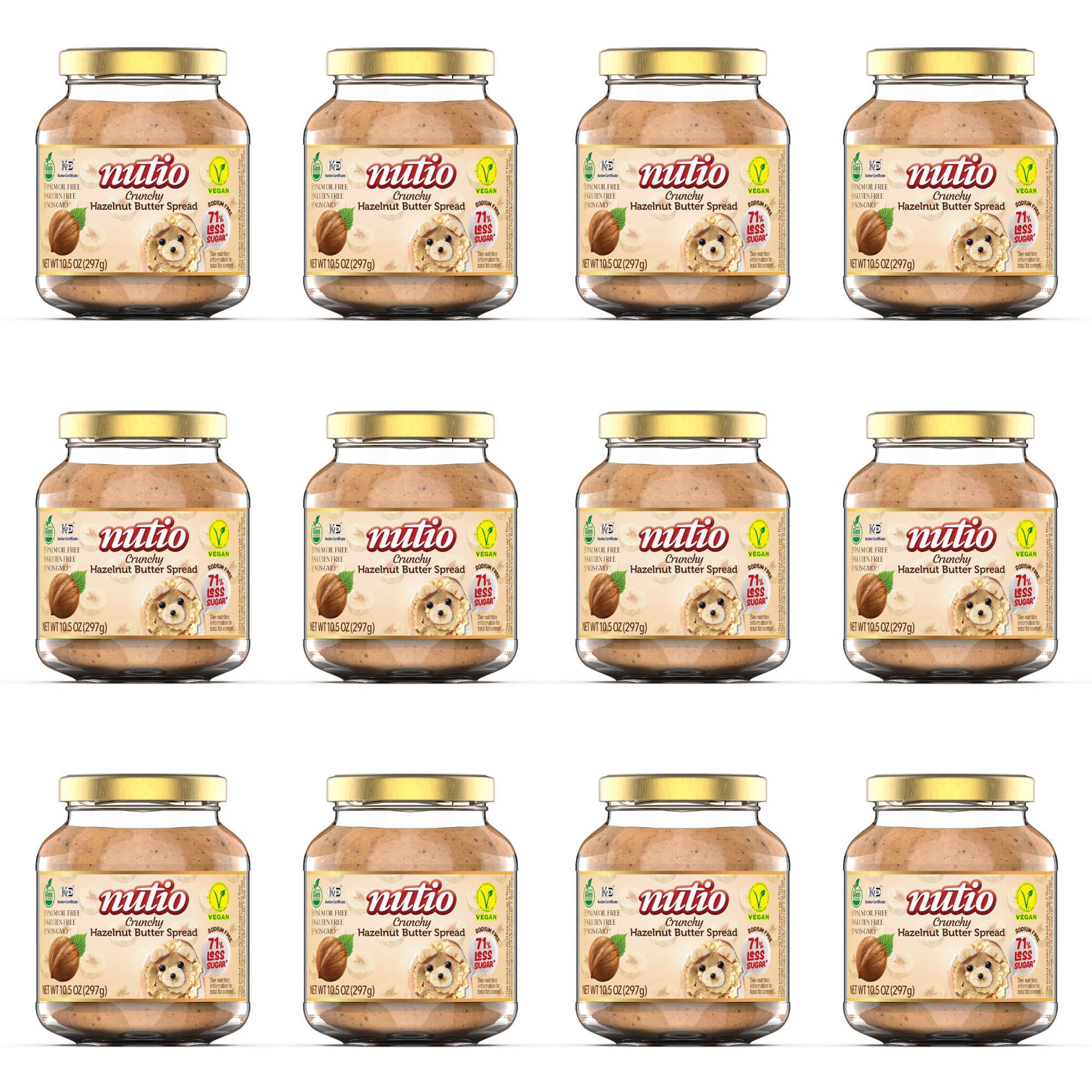 Nutio Crunchy Hazelnut Butter Spread Hazelnut Rich, 71 Less Sugar