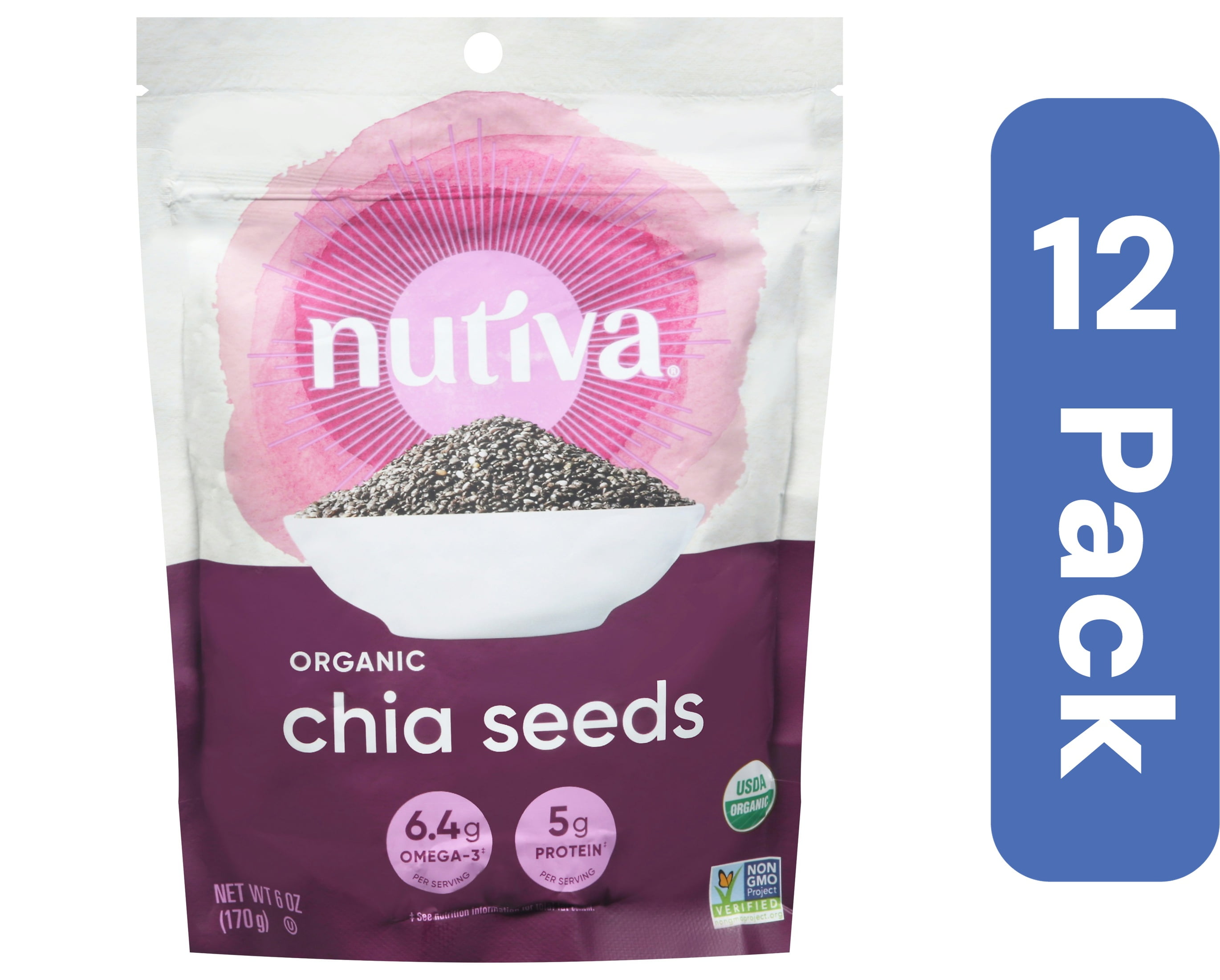 Nutiva Black Chia Seed 6 oz (Pack of 12)