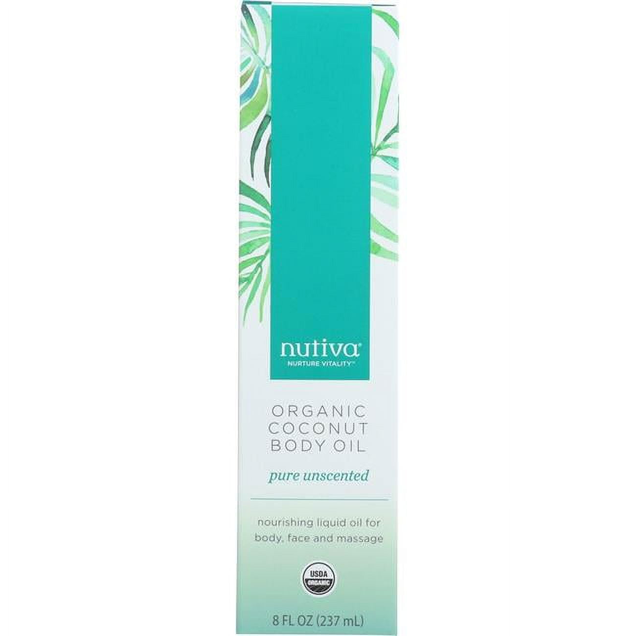 Nutiva KHFM00328569 8 oz Pure Unscented Organic Coconut Body Oil
