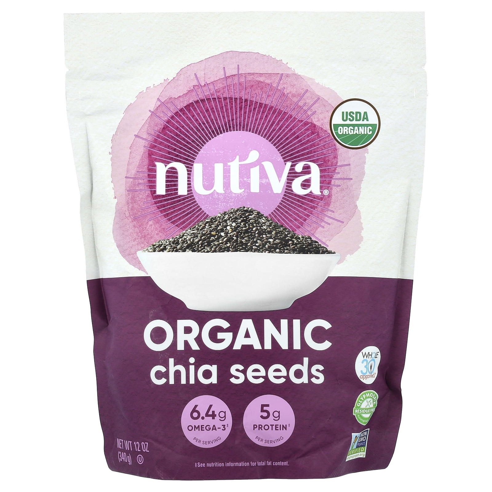 Nutiva Organic Black Chia Seeds, 12 Oz