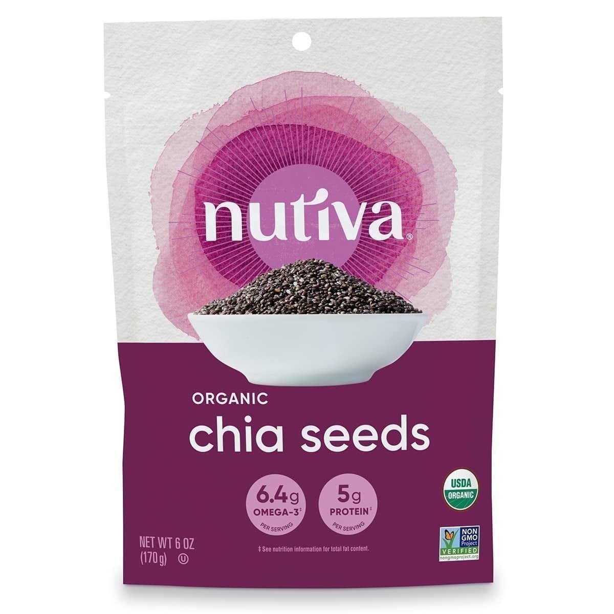 Nutiva, Organic Chia Seed, Black, 6 oz Pack of 3