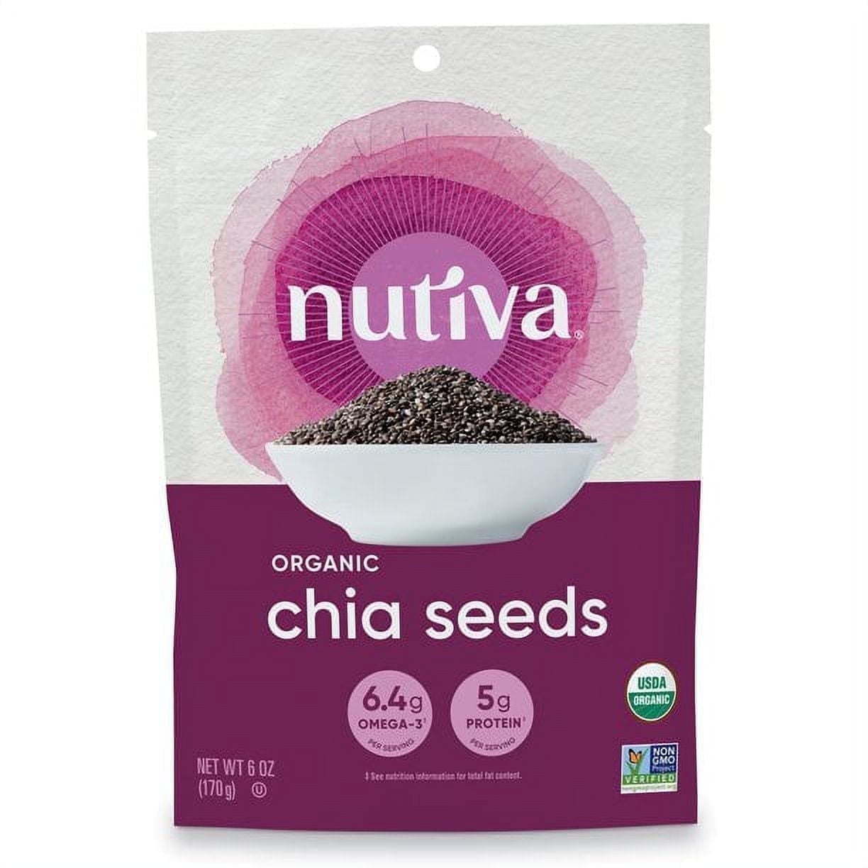 Nutiva, Organic Chia Seed, Black, 6 oz Pack of 4