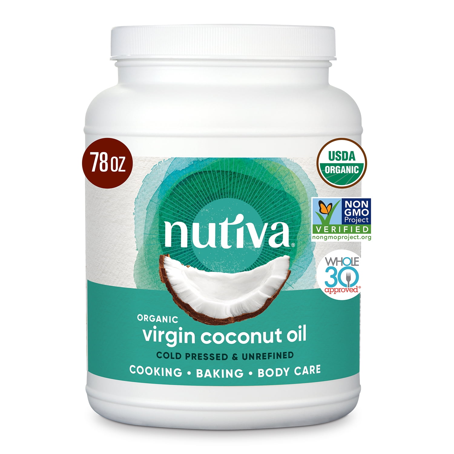 Nutiva Organic Coconut Oil 78 fl oz, ColdPressed, Fresh Flavor for
