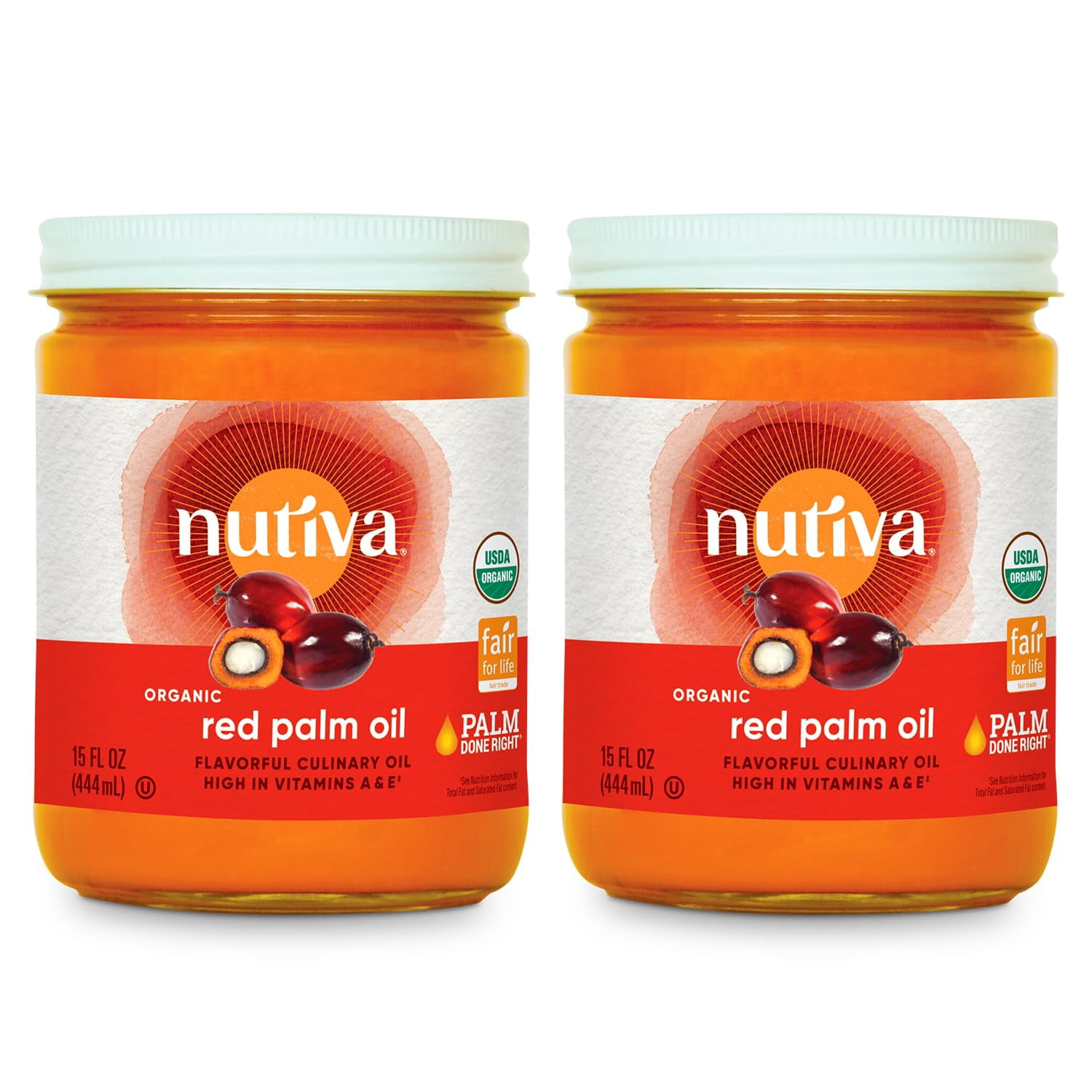 Nutiva Organic FairTrade Ecuadorian Red Palm Oil, 15 Fl Oz (Pack of 2