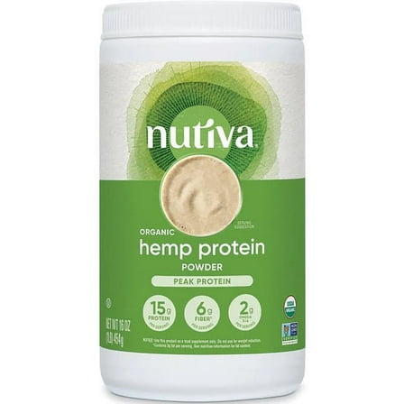 Nutiva Organic Hemp Protein Powder, Unflavored, 15g Protein, 1.0lb, 16.0oz