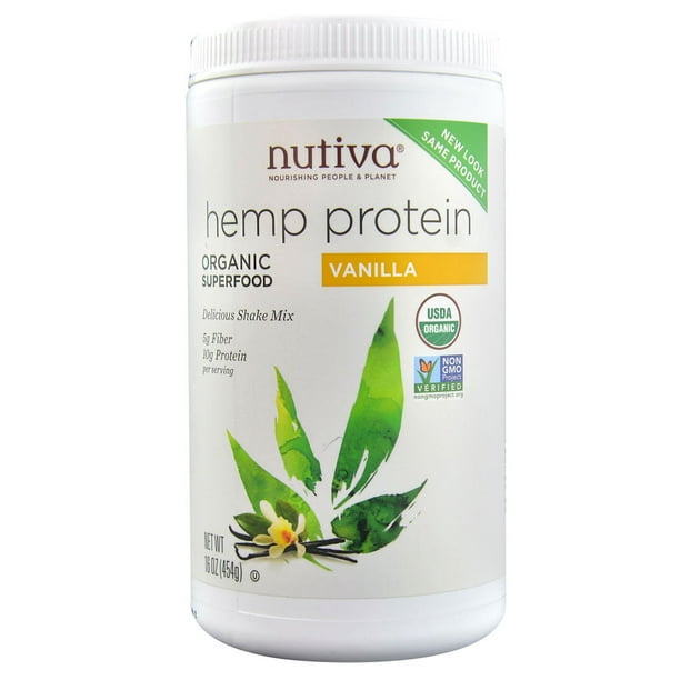 Nutiva Organic Hemp Protein Shake Mix Vanilla 16 oz