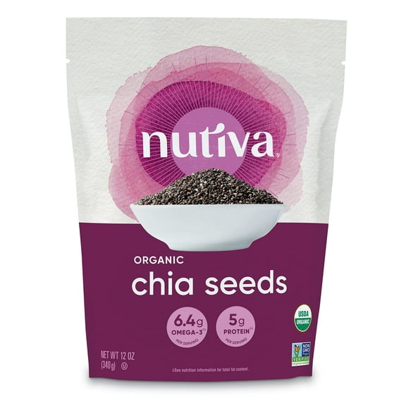 Nutiva Organic Premium Raw Black Chia Seeds, 12 Oz, USDA Organic, Non-GMO, Whole 30 Approved, Vegan, Gluten-Free & Keto, Nutrient-Dense Seeds with 3g Protein & 5g Fiber for Salads, Yogurt & Smoothies