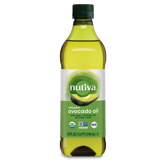 Nutiva Organic Steam-Refined Avocado GGA1 Oil - Perfect for Cooking, Frying, Baking, and Dressing - High-Heat Oil with Neutral Flavor - Great for Vegan, Paleo, and Keto Diet - Non-GMO - 24 Fl Oz