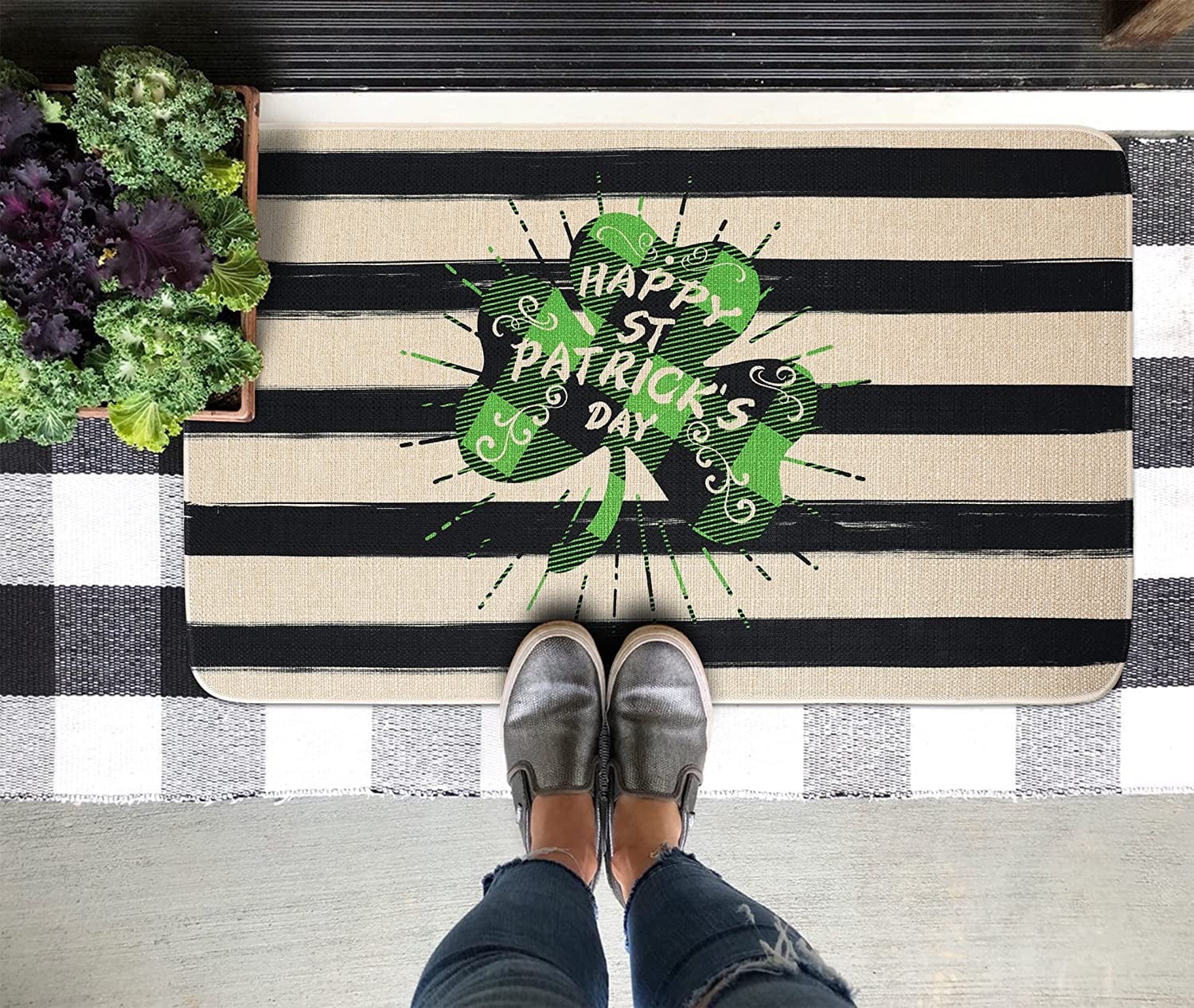 Nutkase Floral Decorative Doormat,Summer Farmhouse Flowers Doormat Rustic Floral Indoor Outdoor 17" x 30"