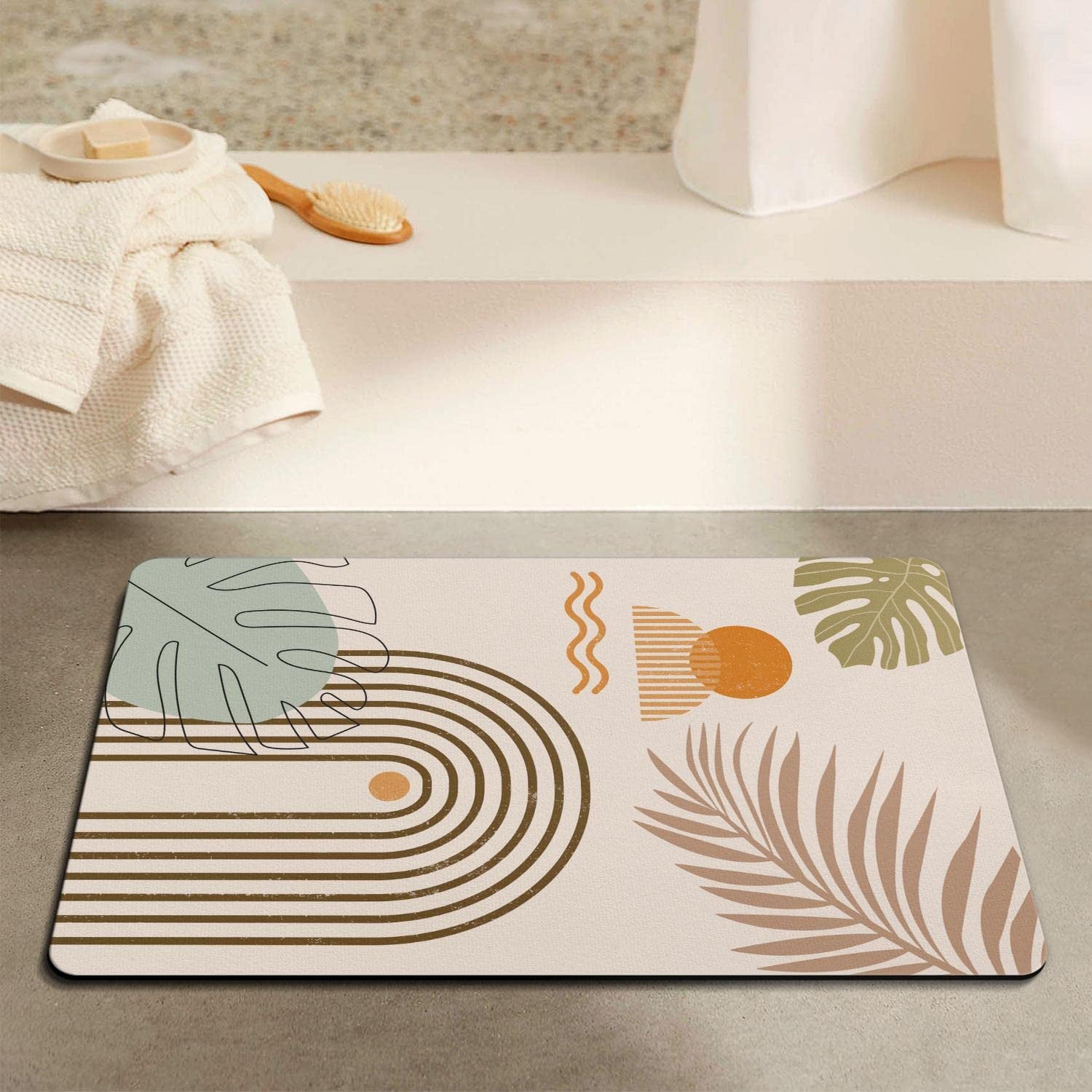 Nutksea Boho Bathroom Rugs Cute Bath Mat Non-Slip Modern Abstract Minimalism Boho Bathroom Mat Soft Machine Washable Boho Floor Mats,17''''x 27''''