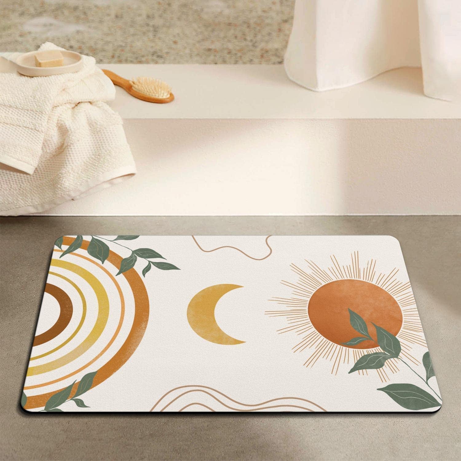 Nutksea Boho Bathroom Rugs Cute Bath Mat Non-Slip Modern Abstract Minimalism Boho Bathroom Mat Soft Machine Washable Boho Floor Mats,20''''x32''''