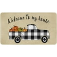 thumbnail image 1 of Nutksea Fall Welcome Truck Pumpkin Decorative Doormat, Autumn Non Slip and Washable Buffalo Plaid Doormat Rubber Back Door Mat for Indoor Outdoor 30" x 17”,Welcome to My House., 1 of 5