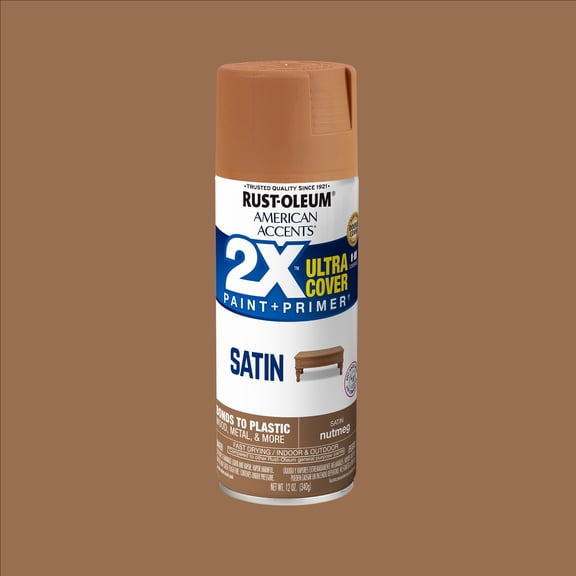 Nutmeg, Rust-Oleum American Accents 2X Ultra Cover Satin Spray Paint-327917, 12 oz