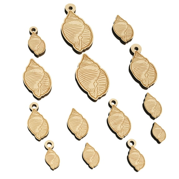 Nutmeg Shell Seashell Beach Wood Mini Charms Shapes DIY Craft Jewelry - With Hole - 16mm (22pcs)