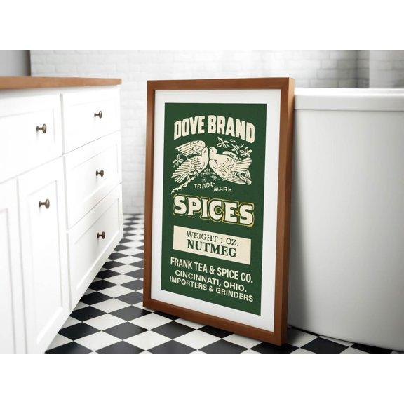 Nutmeg Spice Label Print Retro Kitchen Wall Art Retro Spice Label Poster Kitchen Art Home Decor Kitchen Decor Festive for Home, Unframed Paper Poster 8x10in