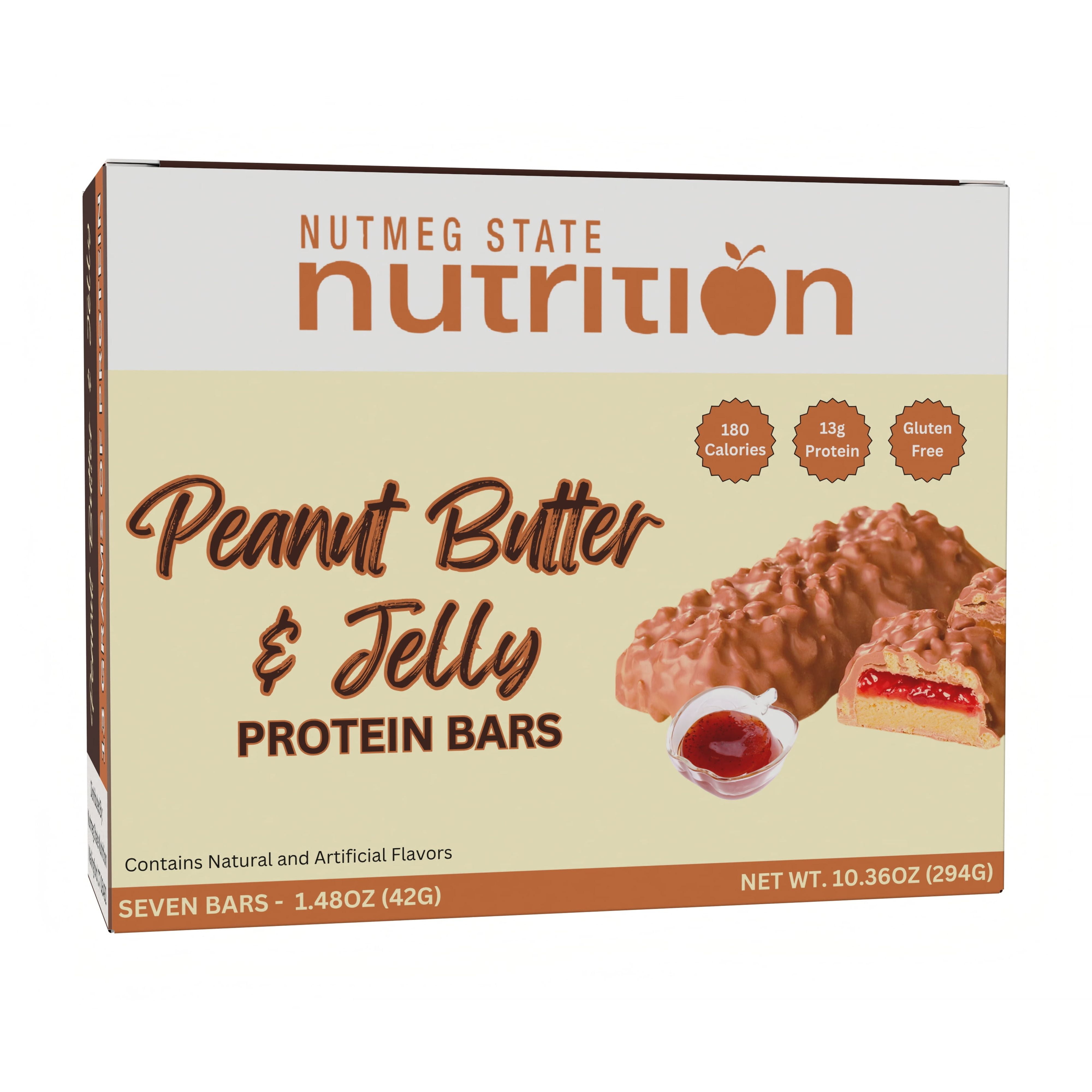 Nutmeg State Nutrition - High Protein Diet Bars, Gluten Fre e- 7 Servings Per Box (Peanut Butter & Jelly)