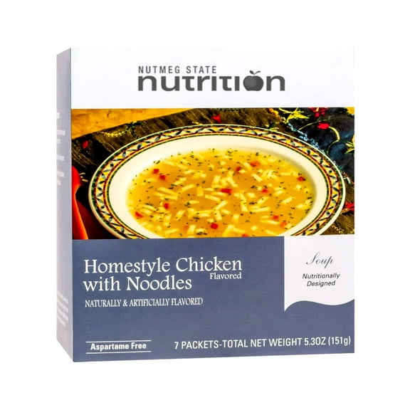 Nutmeg State Nutrition - High Protein KKS1Instant Soup Mix, Low Calorie, Low Fat, Low Carb, Ideal Protein Compatible, Aspartame Free, 7 Servings Per Box (Homestyle Chicken Noodle)