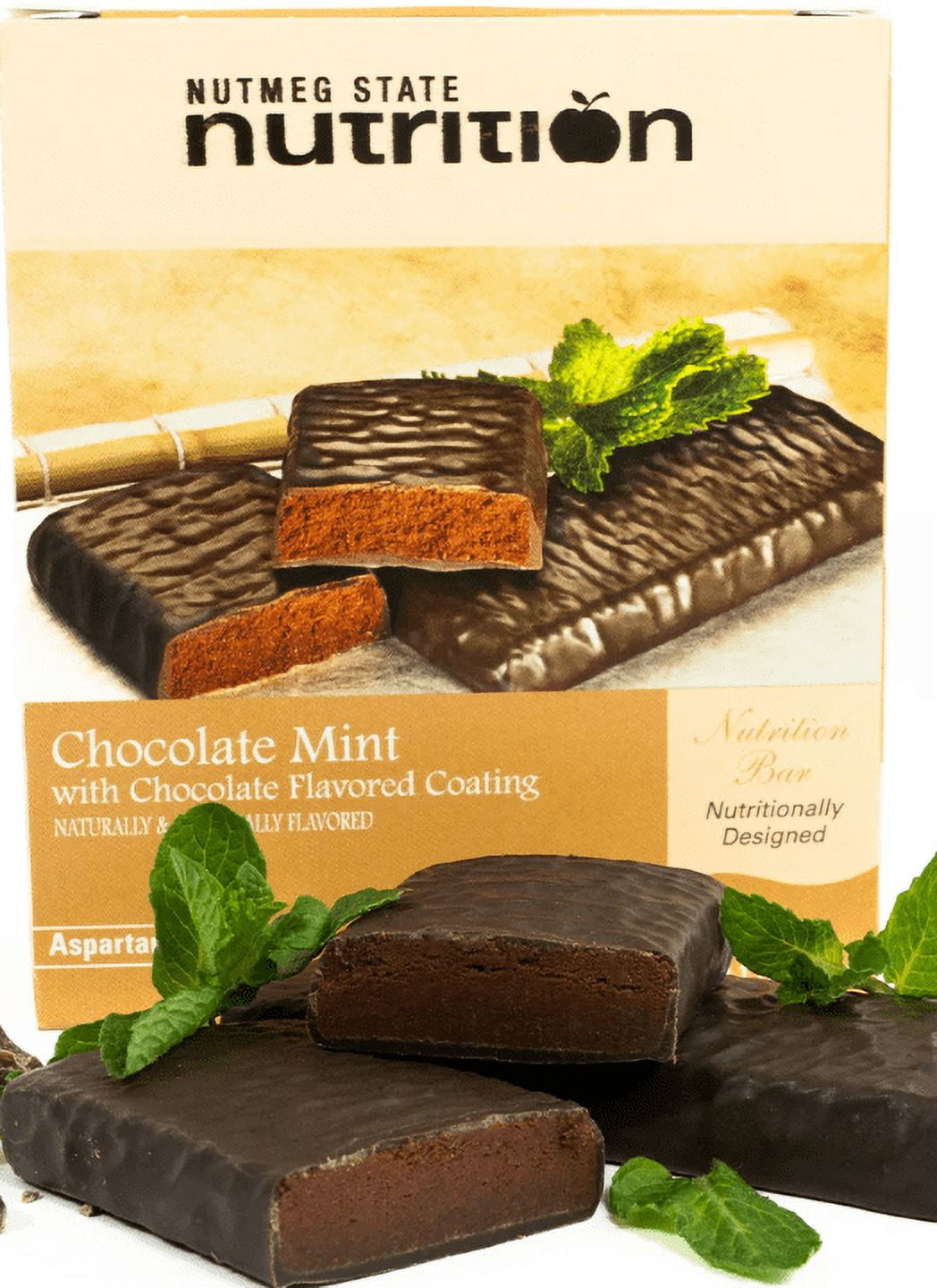 Nutmeg State Nutrition - High Protein Snack Bars, 10g Protein, 150 Calories, Low Sodium, 20g Carbs, 4g Fiber, 7 Servings Per Box (Chocolate Mint)