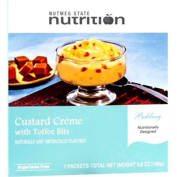 Nutmeg State Nutrition Instant Protein Pudding Mix, 7 Servings Per Box (Custard Crme with Toffee Bits)