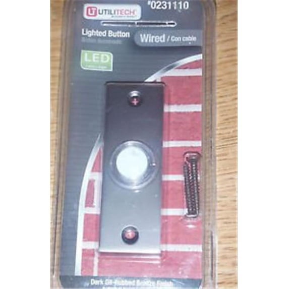 Nutone PB15LBR Oil Rubbed Builder Kits Decorative Lighted Door Bell Pushbutton, Bronze