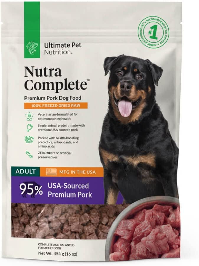 Nutra Complete, 100% Freeze Dried Veterinarian Formulated Raw Dog Food With Antioxidants Prebiotics And Amino Acids, (1 Pound, Pork)