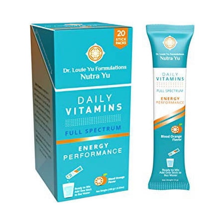 Nutra Yu - Premium Daily Vitamins - Immunity Boost, Immune Support, Sugar Free, Energy Performance, Easy Open Packets, Supplement Drink Mix (Blood Orange) (20)