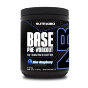 NutraBio Base Pre-Workout Powder 200mg Caffeine, Clean Preworkout for Men and Women - Beta Alanine, L-Tyrosine, 30 Servings - Blue Raspberry