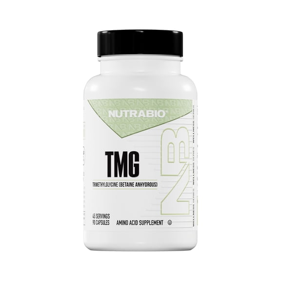 NutraBio TMG Supplements Betaine Anhydrous 500mg Capsules, Trimethylglycine Homocysteine Support