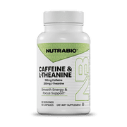 NutraBio Caffeine & L Theanine Pills   150mg Caffeine + 200mg L-Theanine   60 Servings