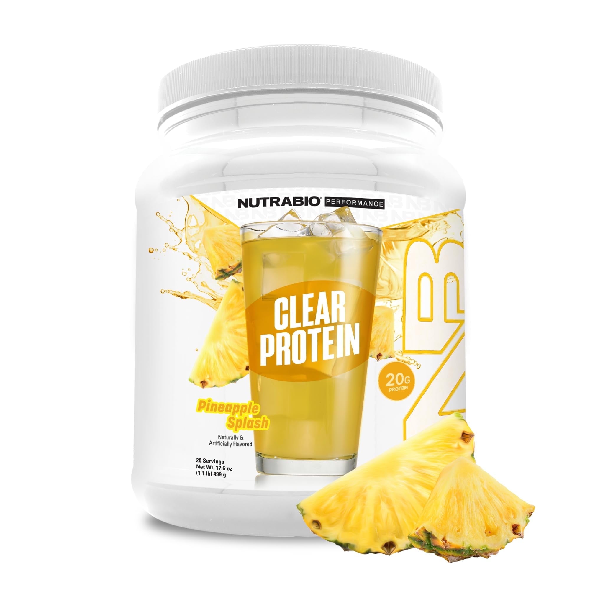 NutraBio Clear Whey Protein Powder Supplement - Pineapple Splash