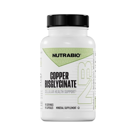 NutraBio Copper BisGlycinate Chelate (3mg), Immune Support - 90 Capsules