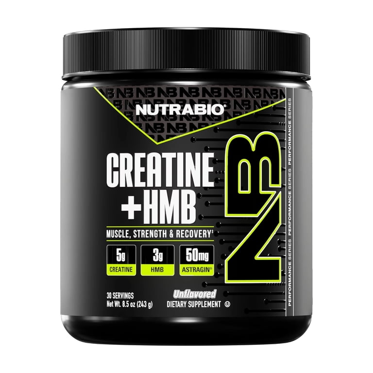 NutraBio Creatine + HMB- Creatine Monohydrate with HMB Powder for