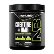 NutraBio Creatine + HMB- Creatine Monohydrate with HMB Powder for Muscle Growth, Increased Strength- 30 Servings Unflavored