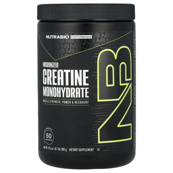 NutraBio Pure Micronized Creatine Monohydrate Powder Supplement, Unflavored, (300 g) - Supports Bulk Muscle Energy, Recovery, and Strength - HPLC Tested Creatine Powder Supplement for Men and Women