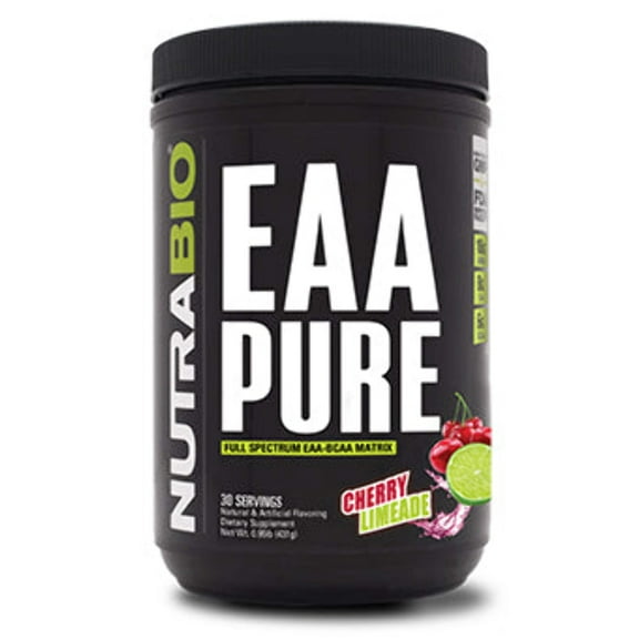 NutraBio  EAA Pure  9 Amino Acids  Muscle Repair and Recovery, 30 Servings, Strawberry Lemon Bomb  Pre or Post Workout  All Day Recovery
