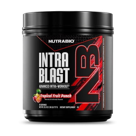 NutraBio Intra Blast BCAA EAA Electrolyte and Hydration Powder - Amino Acid Supplement, EAA/BCAA Powder - Non-GMO and Gluten Free - Tropical Fruit Punch - 30 Servings