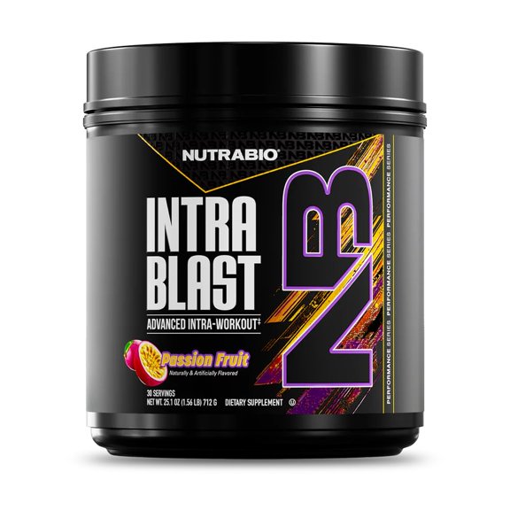 NutraBio Intra Blast BCAA EAA Electrolyte and Hydration Powder - Amino Acid Supplement, EAA/BCAA Powder - Non-GMO and Gluten Free - Passion Fruit - 30 Servings
