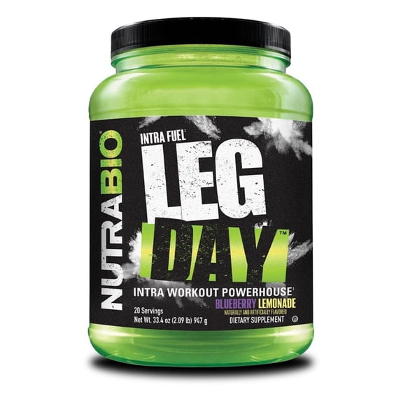 NutraBio Leg Day Intra Carb Supplement Advanced Carbohydrate Complex Amino Acid EAA/BCAA Formula Comprehensive Electrolyte Blend for Recovery and Performance - 20 Servings, Blueberry Lemonade