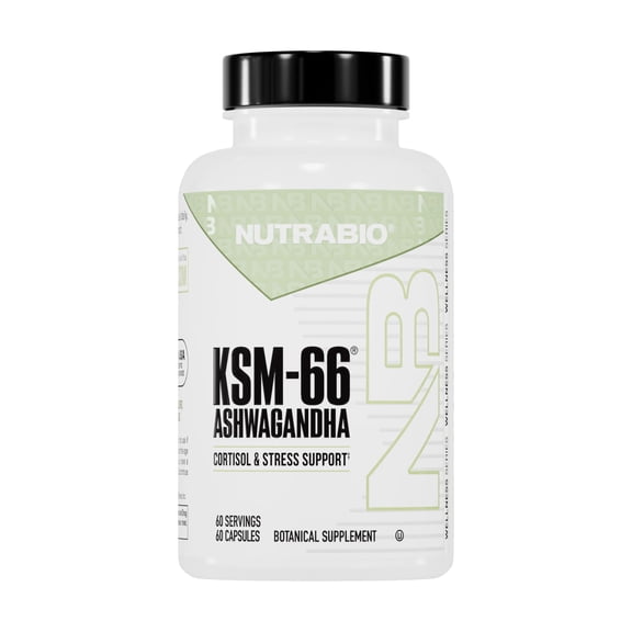 NutraBio Ashwagandha KSM-66 Herbal Supplement for Better Overall Well-Being- Ashwagandha Supplement- 600mg - 60 Vegetable Capsules