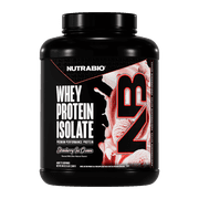 NutraBio Whey Protein Powder Isolate Supplement 25g of Protein Per Scoop with Complete Amino Acid Profile - Soy and Gluten Free - Zero Fillers and Non-GMO - Strawberry Ice Cream - 5 Lbs.