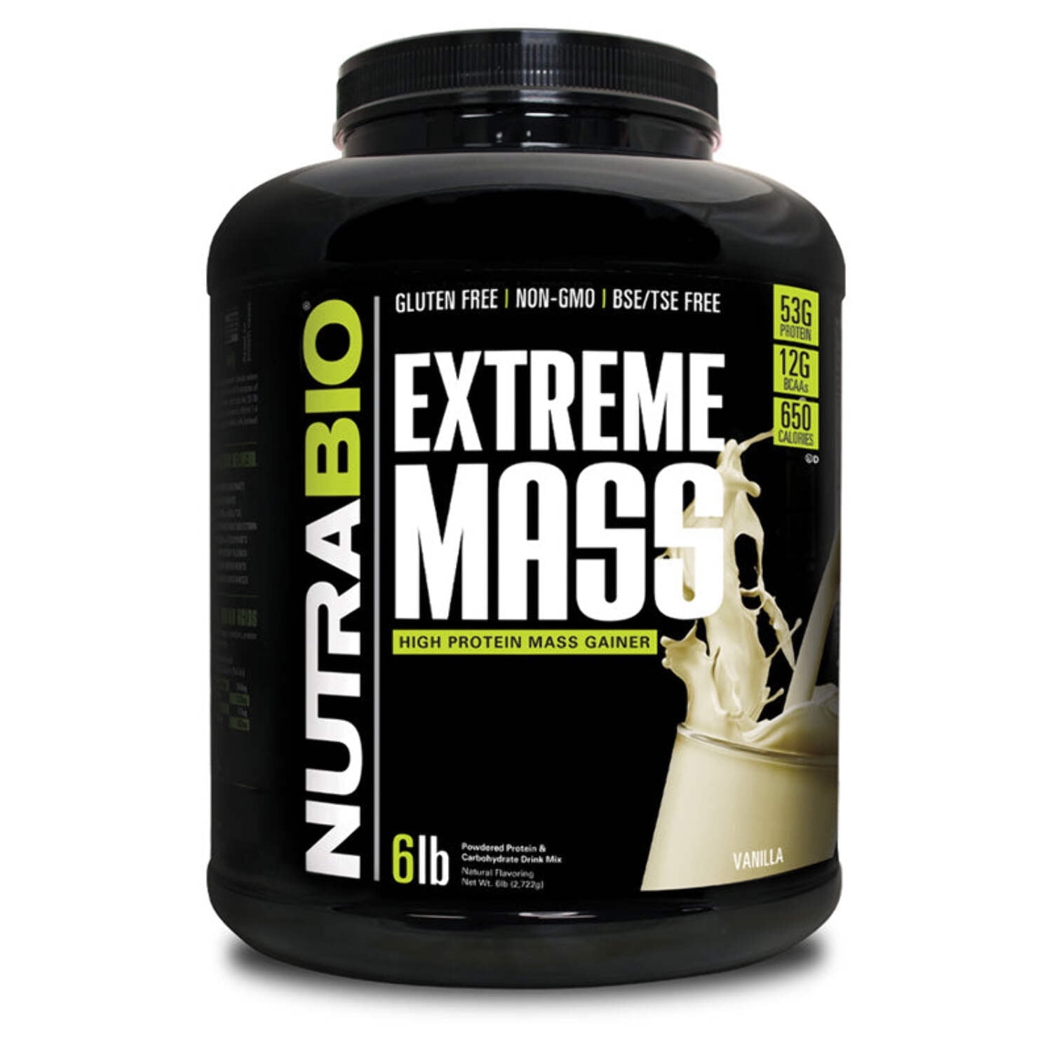 NutraBio Extreme Mass Gainer Protein Powder, 53G Protein, Clean Weight Gainer, Increase Muscle Mass, Full Spectrum Amino Acid - Vanilla, 6 Pound
