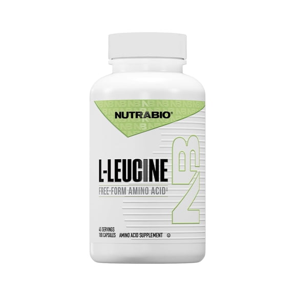 NutraBio Pure L-Leucine - Muscle Recovery and Support - Naturally Fermented Free Form Amino Acid - Vegan, Non-Gmo, Gluten Free - 400mg, 180 Capsules