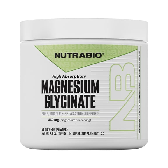 NutraBio- Magnesium Glycinate Powder- Magnesium Powder for Sleep- Sleep Supplement, Supports Relaxation, Heart Health, and Metabolism- 350 mg- Unflavored Magnesium Glycinate Drink Mix- 50 Servings